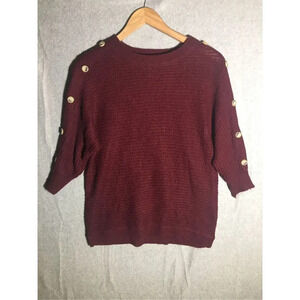 Womens Maternity Love Sweater Button Crochet Red Soft Casual Winter Feminine